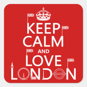 Keep Calm and Love London Vierkante Sticker