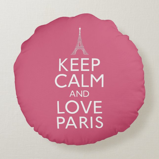 Keep Calm and Love Paris Rond Kussen (Achterkant)