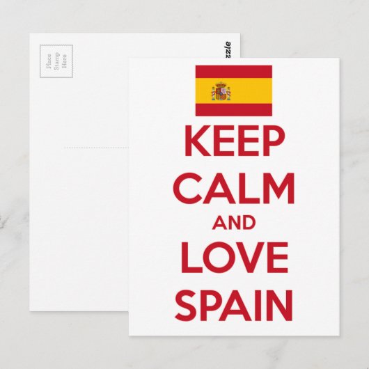 Keep Calm and Love Spain Briefkaart (Voorkant / Achterkant)