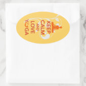 Keep Calm and Love Yoga - uniek leuk design Ovale Sticker (Tas)