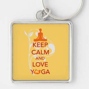 Keep Calm and Love Yoga - uniek, leuk ontwerp Sleutelhanger