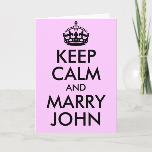 Keep Calm and Marry John Kaart (Voorkant)