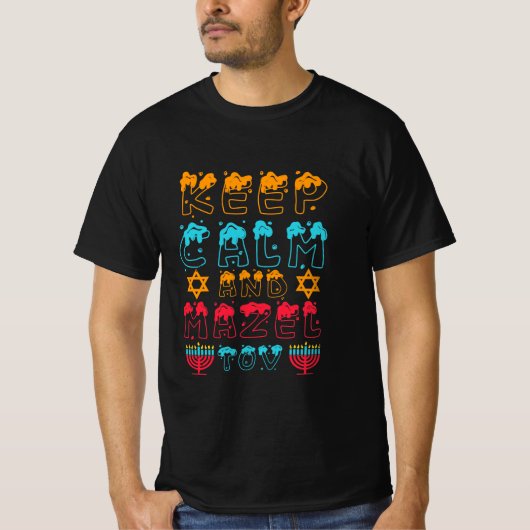 keep calm and mazel tov t-shirt (Voorkant)