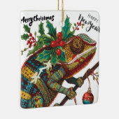 Keep Calm and Merry On Holiday Chameleon Ornament (Rechts)