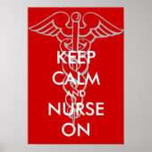 Keep calm and nurse on posters with caduceus (Voorkant)
