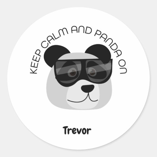 Keep Calm and Panda On Ronde Sticker (Voorkant)