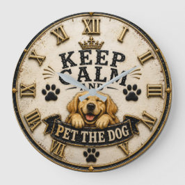 Keep Calm and Pet the Dog Funny Golden Retriever Grote Klok