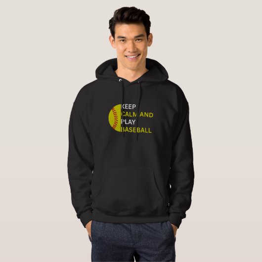 Keep Calm and Play Baseball Hoodie (Voorkant volledig)