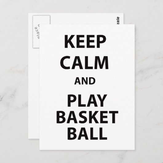 Keep Calm and Play Basketball Briefkaart (Voorkant / Achterkant)