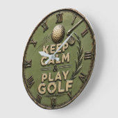 Keep Calm and Play Golf Golfer Gift Grote Klok (Hoek)