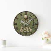Keep Calm and Play Golf Golfer Gift Grote Klok (Huis)
