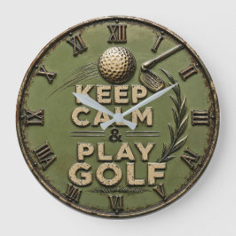 Keep Calm and Play Golf Golfer Gift Grote Klok