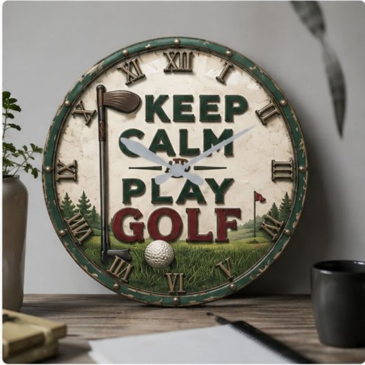 Keep Calm and Play Golf Grote Klok