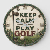 Keep Calm and Play Golf Grote Klok (Voorkant)