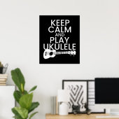 Keep Calm and Play Ukulele for Music Lover Poster (Thuiskantoor)