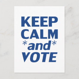 "Keep Calm and Vote" wit blauw - briefkaart