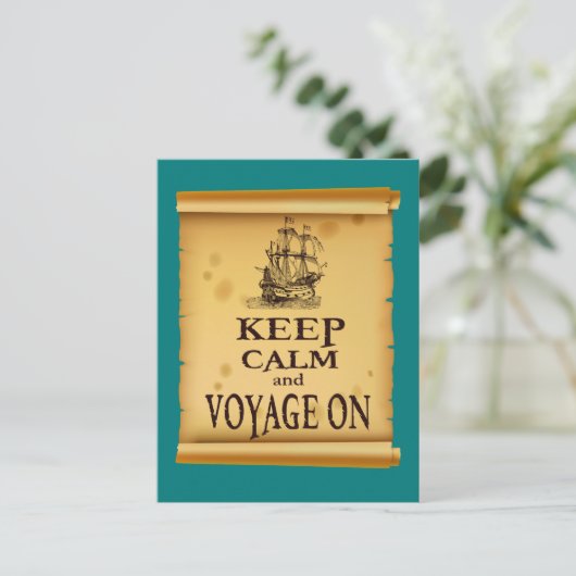 Keep Calm and Voyage On fun unieke print Briefkaart (Staand voorkant)