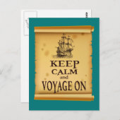 Keep Calm and Voyage On fun unieke print Briefkaart (Voorkant / Achterkant)