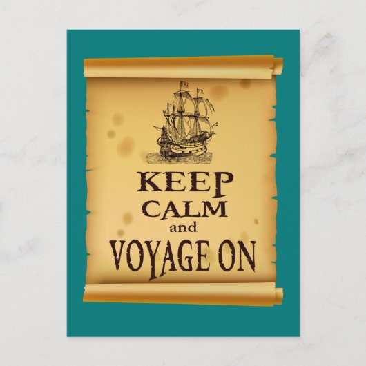 Keep Calm and Voyage On fun unieke print Briefkaart (Voorkant)