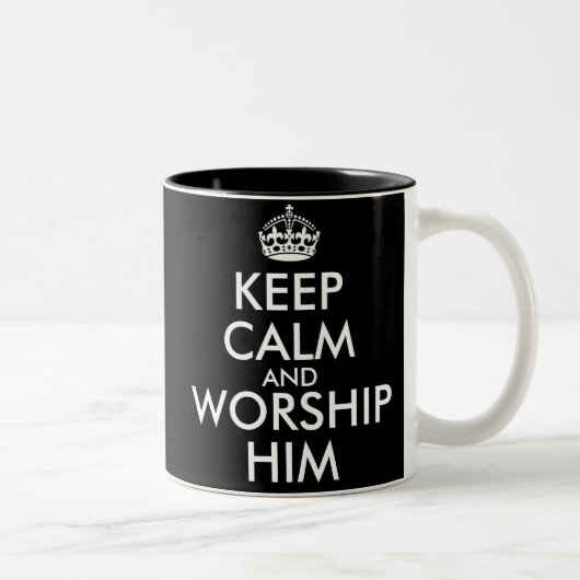 KEEP CALM AND WORSHIP HIM TWEEKLEURIGE KOFFIEMOK (Rechts)