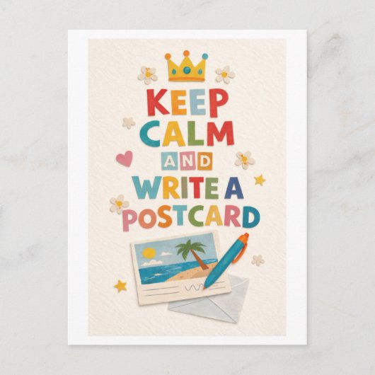 "Keep Calm and Write a Postcard" Briefkaart (Voorkant)