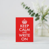 Keep Calm and Write On Visitekaartje (Staand voorkant)