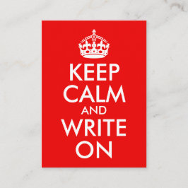 Keep Calm and Write On Visitekaartje