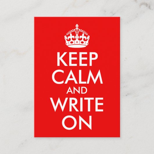 Keep Calm and Write On Visitekaartje (Voorkant)