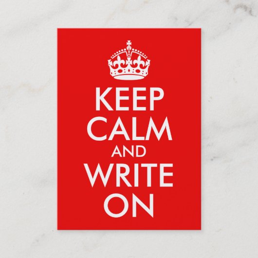 Keep Calm and Write On Visitekaartje (Voorkant)
