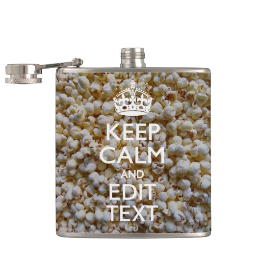 KEEP CALM AND Your Text on Popcorn Heupfles (Geopend)