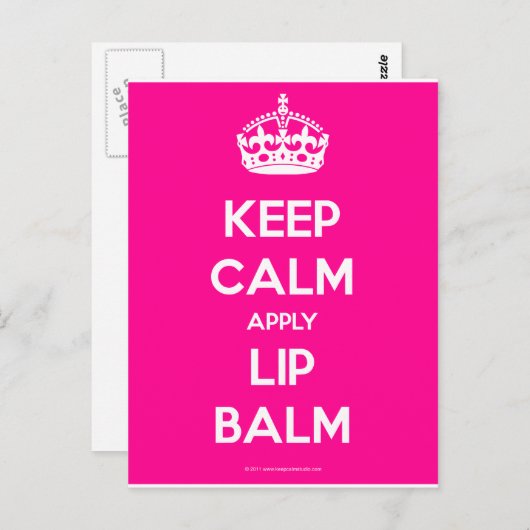 Keep-Calm-Apply-Lip-Balm.pdf Briefkaart (Voorkant / Achterkant)