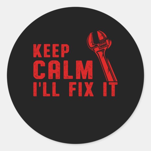 Keep Calm Auto Mechanic Wrench Garage Workshop Gif Ronde Sticker (Voorkant)