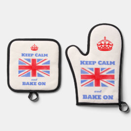 Keep Calm Bake On Union Jack British Flag  Ovenwant & Pannenlap Set
