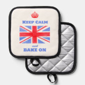 Keep Calm Bake On Union Jack British Flag Pannenlap (Voorkant / Achterkant)