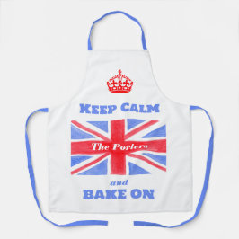 Keep Calm Bake On Union Jack British Flag Unisex A Schort