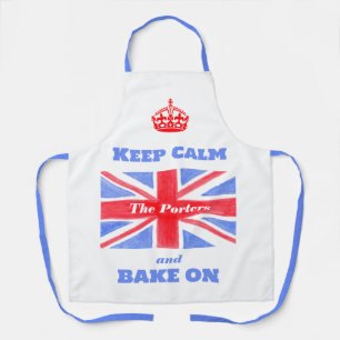 Keep Calm Bake On Union Jack Britse Vlag Unisex A Schort