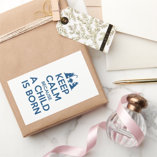 Keep Calm because a Child is Born Rechthoekige Sticker (Geschenken)