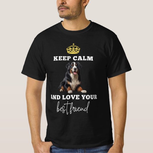 Keep Calm Bernese Tee, Bernese Mountain Dog TShirt (Voorkant)