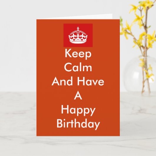 "Keep Calm" Birthday Card Kaart (Gele Bloem)