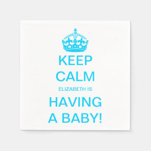 "Keep Calm Blue Boy"-Baby shower Servetten