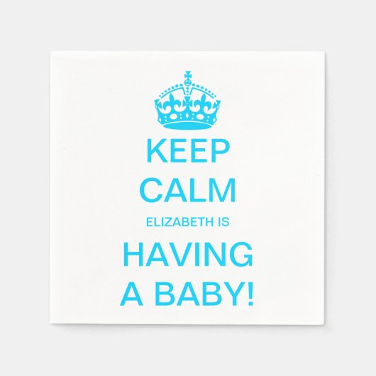 "Keep Calm Blue Boy"-Baby shower Servetten (Voorkant)