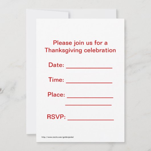 Keep Calm Canadian Thanksgiving Invitation Kaart (Achterkant)