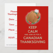 Keep Calm Canadian Thanksgiving Invitation Kaart (Voorkant / Achterkant)