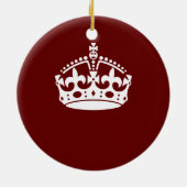 Keep Calm Crown Burgundy Red Accent Keramisch Ornament (Achterkant)