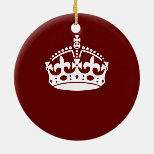 Keep Calm Crown Burgundy Red Accent Keramisch Ornament (Achterkant)