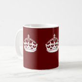Keep Calm Crown Burgundy Red Accent Koffiemok (Voorkant links)