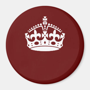 Keep Calm Crown Burgundy Red Accent Magneet