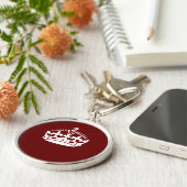 Keep Calm Crown Burgundy Red Accent Sleutelhanger (Zijkant)