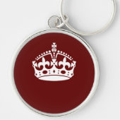 Keep Calm Crown Burgundy Red Accent Sleutelhanger (Voorkant)