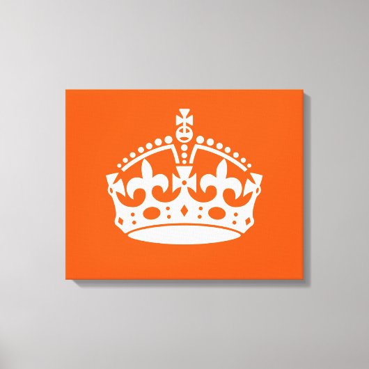 KEEP CALM CROWN on Orange Customize This Canvas Afdruk (Voorkant)